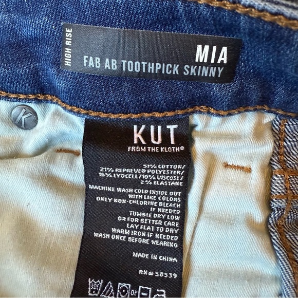 KUT Mia High Rise Fab Ab Toothpick Skinny Distressed Jeans Womens 4 - Picture 10 of 10